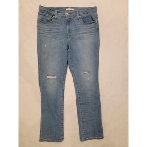 Levi's 724 stretch jeans: High Rise Skinny, Distressed, Medium Wash Womens 32